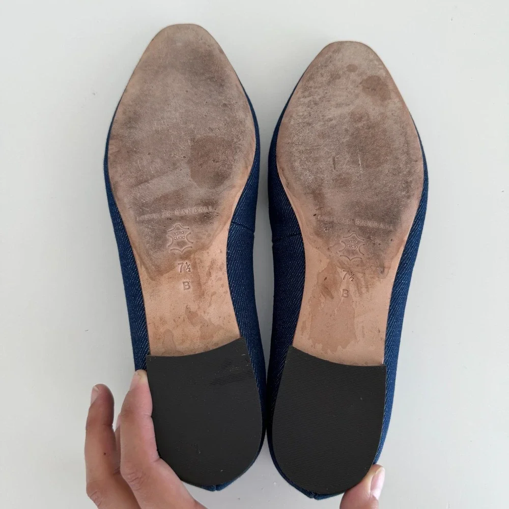 Loeffler Randall Ballet Flat Womens 7.5 B Blue Denim Georgie Minimalist Luxury